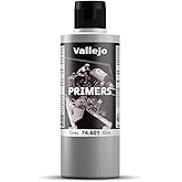 Vallejo - Surface Primer Color | Grey Acrylic Primer 200 ml (6.76 fl.oz.) | Matte Finish and Fast Drying | Perfect for Airbrushing and Great Adhesion to Figurines and Scale Models
