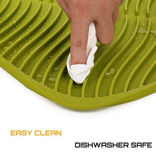 Silicone Drying Mat | MACONEE Dish Drying Mat For Kitchen, Thick Counter Mat With Deep Grooves, Dry Faster & Easy Letting The Water Out, Extra Thickness, Green - Thumbnail 4
