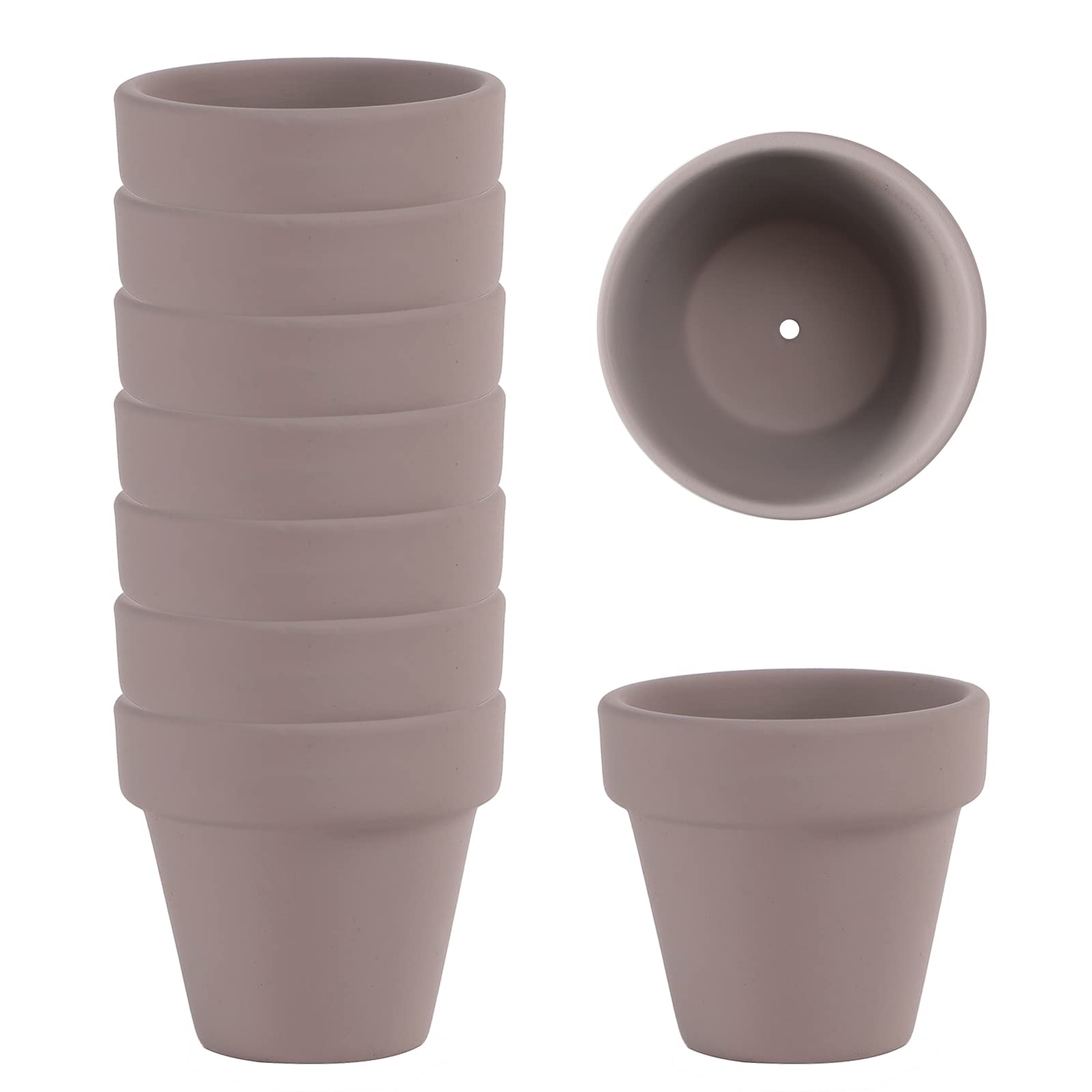 Photo 1 of 9 Pcs Small Mini Grey Clay Pots 2.1'' Terracotta Pot Clay Ceramic Pottery Planter Cactus Flower Pots Succulent Nursery Pots- Great for Window Boxes, Cactus, Plants, Crafts, Wedding Favors