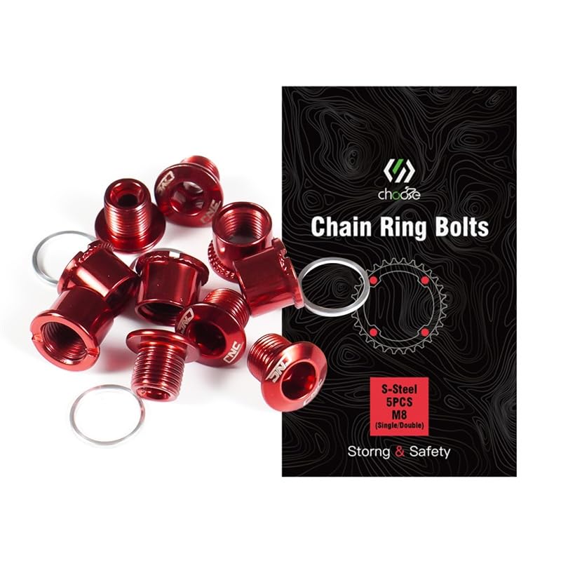 CNCLOL Single/Double Chainring Bolts,M8 Bike Chainring Bolts&Nuts For MTB/BMX/Bicycle（Black/Blue/Orange/Red/Colour）