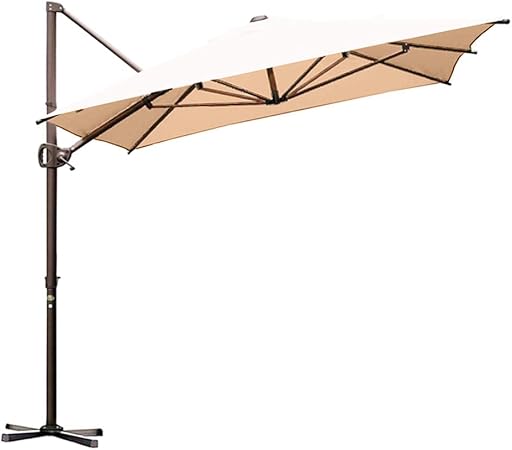 Abba Patio Offset Cantilever Umbrella 12 5 By 8 Feet Outdoor Patio Hanging Umbrella With Cross Base Beige Amazon Co Uk Garden Outdoors