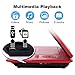 【Upgraded】 DBPOWER Portable DVD Player with 9.5'' HD Swivel Screen, Supports SD Card/USB/CD/DVD with AV in/Out and Earphone Port, 5-Hour Built-in Rechargeable Battery, Suitable for Car Headrest Mount