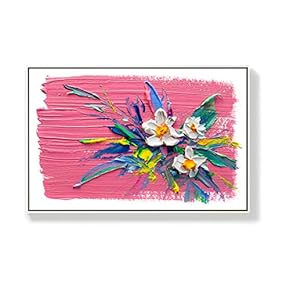 Framed Canvas Home Artwork Decoration Oil Flowers Canvas Wall Art for Living Room, Bedroom - 16x24 inches