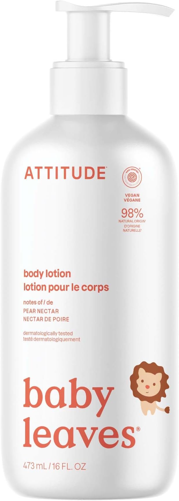 ATTITUDE Baby Lotion Pear Nectar 473 mL EWG Verified Dermatologist Tested