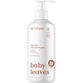 ATTITUDE Baby Lotion for Face &amp; Body, Pear Nectar, EWG Verified, 16 Fl Oz | Daily Moisturizer, Silky Soft Feel, Babies &amp; Toddlers, Shea Butter &amp; Coconut Oil, Light Scent, 98% Naturally Derived, Vegan