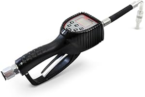 Lubeworks Oil Control Valve Meter Nozzle Preset Digital 10 Gpm / 35 Lpm Heavy Duty Air Operated Pneumatic 1/2" Inch Npt Inlet Pressure Range 7-1000 Psi / 0.5-70 Bar Flexible Spout