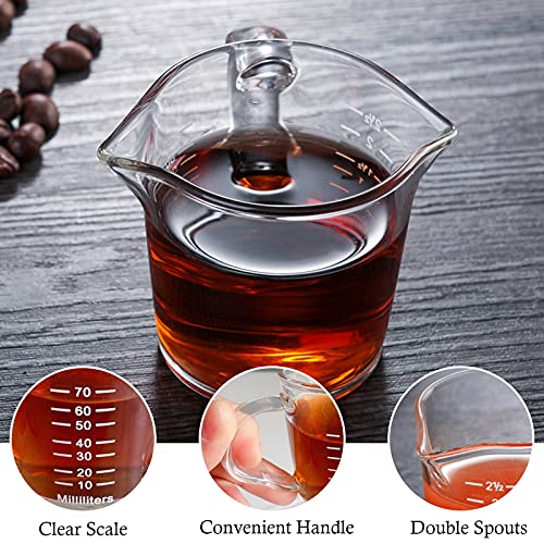Espresso Measuring Cup 2.5oz Double Spouts Clear Glass Heat Resistant