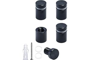 BESTANDOFF Pack of 4, Aluminum Black Standoff Screws, Wall Sign Standoff Mounting Hardware Advertising Glass Standoff Nail for Hanging Acrylic Picture Frame (Black, 1/2" x 1/2")