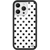 Wildflower Cases - iPhone 16 Pro Compatible - Polka Dot - White &amp; Black | Impact-Certified 6.5 ft Drop Protection Case, Raised Protective Bumper, Cute Aesthetic Design, Women-Owned Small Business