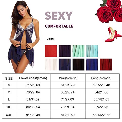 heekpek-Babydoll-Lingerie-Pizzo-Sexy-Camicia-da-Notte-da-Donna-Sexy-Due-Pezzi-G-String-Intimo-Sexy-Bretelle-Lace