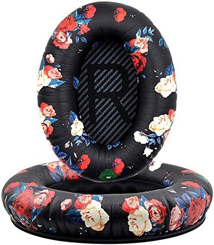 Replacement Earpads, CC Kimico 2 Pieces Foam Ear Pad - Cushion Repair for Bose Compatible with Quietcomfort 2 / Quiet Comfort 15 / QC 25 / QC 35 / Ae2 / Ae2i / Ae2w (Black Floral)