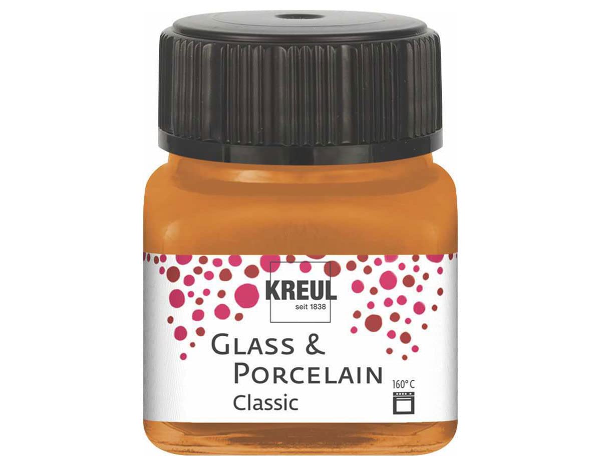 Kreul Glass & Porcelain 16250 Classic Metallic Gold Bronze in 20 ml Glass, Brilliant Glass and Porcelain Paint Water-based, Quick-Drying, Opaque