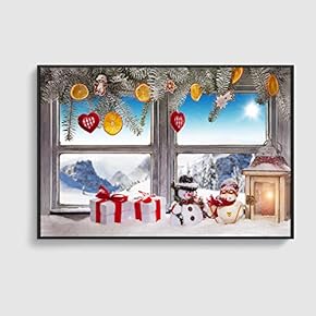 Framed Canvas Home Artwork Decoration Merry Christmas Canvas Wall Art for Living Room, Bedroom - 16x24 inches
