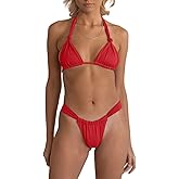 Women Two Piece Swimsuits Halter Triangle String Bikini Sets Sexy Ruched Brazilian Cheeky Thong Bathing Suit