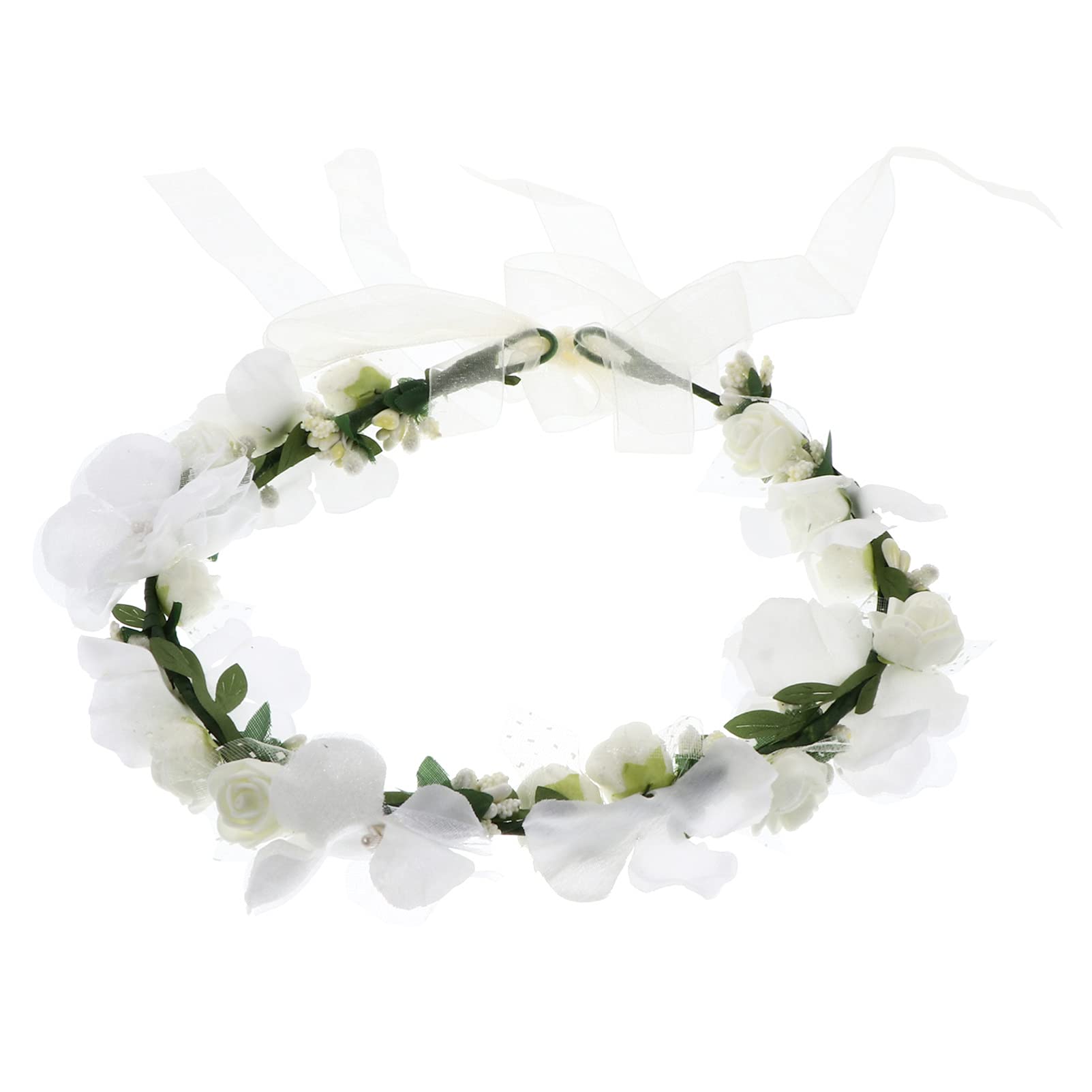 Uonlytech Womens Headbands 1pcs Bridal Garland Headband Adjustable Bridal Floral Wreath Beach Holiday Wreath Floral Headbands for Women White Summer Accessories