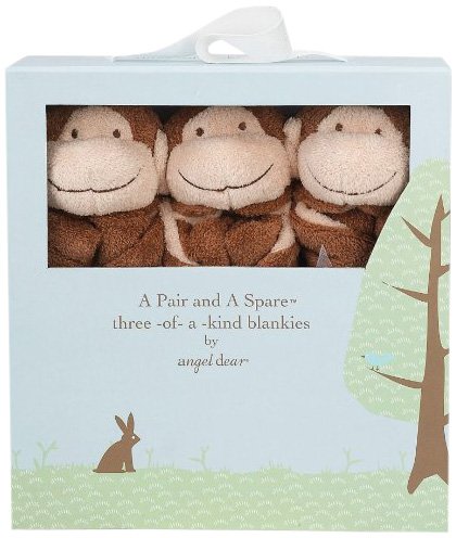 Angel Dear Pair and a Spare 3 Piece Blanket Set, Brown Monkey