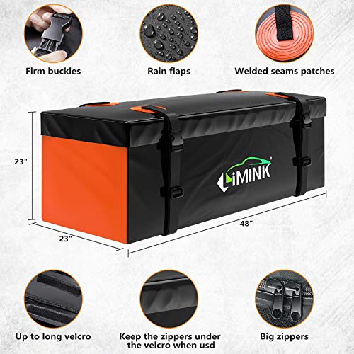 LIMINK 15 Cubic Feet Rooftop Cargo Carrier Bag Vehicle Hitch Cargo Carriers Bag SoftShell 100