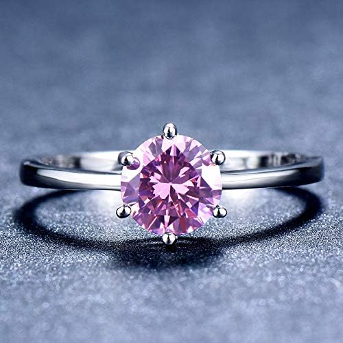 Aunyamanee Jewelry Shop Classic Pink Sapphire Claw Ring 10KT White Gold Wedding Ring Band Gift for Women (8)