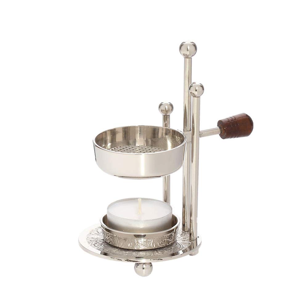 NKlaus Adjustable incense burner brass nickel plated Incense holder small 1523