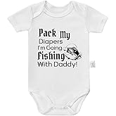 Qixiaccvk Pack My Diapers Going Fishing With Daddy Bodysuit, Baby Clothes Unisex, Boys Girls Short Sleeve Jumpsuit Outfits