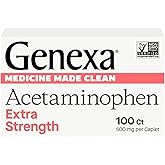 Genexa Clean Acetaminophen 500mg Extra Strength, Dye Free Pain Reliever Fever Reducer, 0% Artificial Additives, Pain Medicine for Adults, Relieves Headache, Backache, Minor Arthritis Pain, 100 Tablets