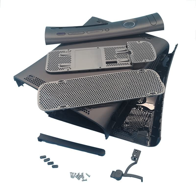 Top Upper & Bottom Cover Full Housing Shell Case Cover for Xbox 360 Console Replacement (Black)