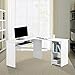 LANGRIA L-Shaped Computer Corner Desk, PC Latop Study Table, Modern Home Office Workstation with Mute Sliding Keyboard Tray and 2-Bookshelf Table, White