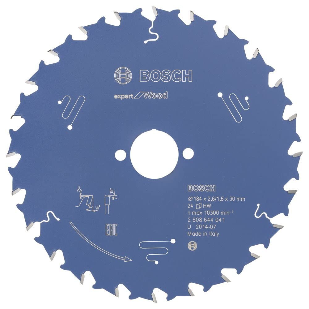 Bosch 2608644041 EXWOH 24 Tooth Top Precision Circular Saw Blade, 0 V, Blue