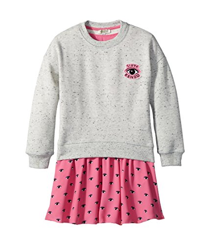 Kenzo Kids Baby Girl's Sweat and Eyes Pink Skirt Dress (Toddler/Little Kids) Speckled Grey 6A