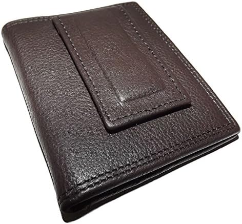 Paul & Taylor Men's Leather Bifold Front Pocket ID Wallet with Money Clip Brown