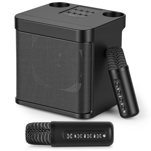100 W Caixa de Som com Microfone, Alto-falante de Karaokê Bluetooth Portátil com 2 Microfones Sem Fio, Máquina de Karaokê, Portátil para Festas e Karaokê, Sistema de PA de Karaokê HD