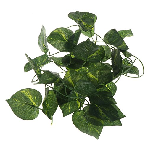 Onpiece Reptile Plants - Artificial Vine Green Leaves Terrarium Plants - 2.4m Fake Plants for Reptile and Amphibians