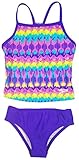 Speedo Girls Sporty Splice Tankini 2 Piece Swimsuit (10, Purple Teal Reflection)