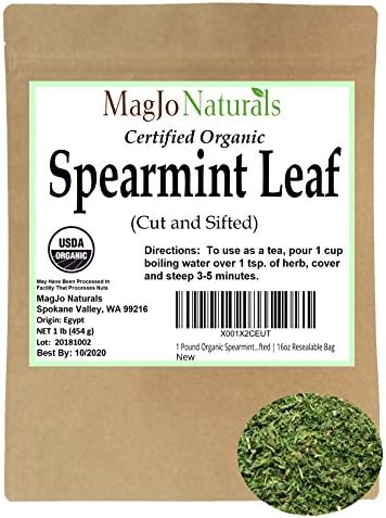 1 Pound Organic Spearmint Leaves | Cut & Sifted | 16oz Resealable Bag