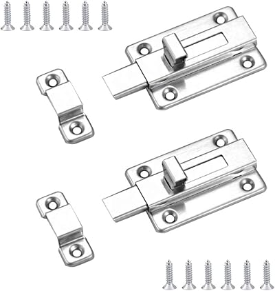 YuZhou 2Pcs Stainless Steel Toilet Door Lock Bolt 3 Inch Small Bathroom Lock