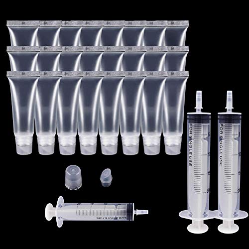 FREEORR 24 Packs Lip Gloss Empty Tubes Containers(10ml), 2 Packs 20ml+1 Pack 10ml Plastic Syringe Dispensing, Lip Balm Soft Tube for Women &Girls DIY Lip Gloss Cosmetics - Thumbnail 6