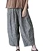 YESNO Women Casual Loose Bib Pants Overalls Baggy Cotton Harem Jumpsuits Rompers with Pockets PV2 (L, PE6 Gray)