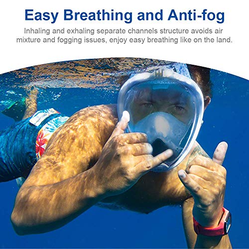 Miya Adults Swim Mask (3rd Gen), Folding Dive Mask Underwater Snorkel Set Seaview 180 Degree Wide Breath Masks Safe Waterproof Scuba Anti Fog Full Face Mask Dive Training Suitable for Adults -Gray