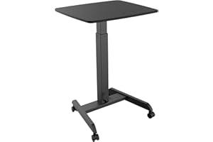 Mount-It! Rolling Laptop Desk Adjustable Height (29.6”-44.2”), Mobile Workstation Cart with 23.6” x 20.5” Desktop, Small Sit-Stand Desk for Home, Office, or Classroom in Black