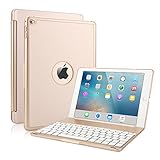 iPad Air 2 Keyboard Case, KVAGO Ultra Thin Alumium Hard Shell Case 7 colors Back-lit Wireless Bluetooth Keyboard Carrying Case for Apple iPad Air 2 Gen (Champagne Gold)