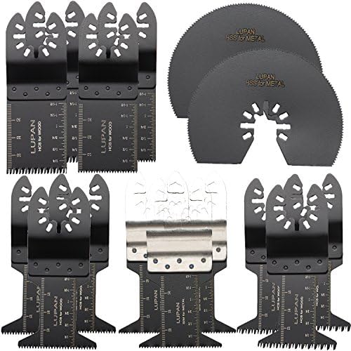 Lupan 15 pcs Mixed Metal/Wood Oscillating Multitool Saw Blade Set Fits Fein Multimaster, Porter Rockwell Cable,Black &amp; Decker,Bosch Craftsman,Ridgid Ryobi,Makita Milwaukee,Dewalt,Chicago and more