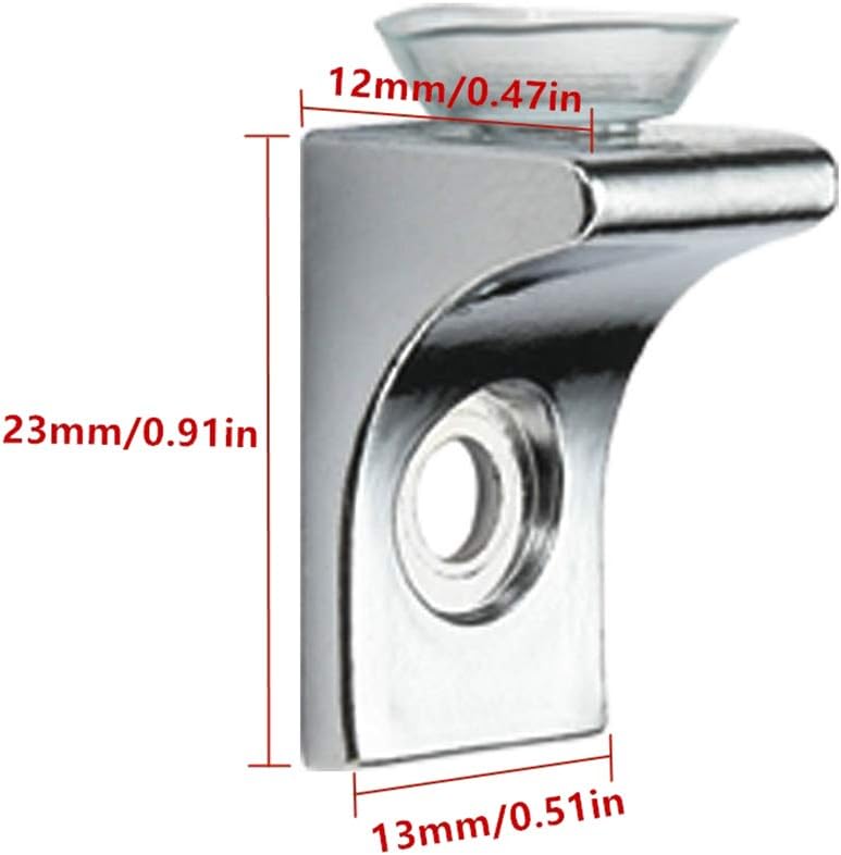 Glass Shelf Bracket, Tiberham 12 Pcs Zinc Alloy Polished Chrome Right Angle Shelf Support Fixing Clip with Suction Cup Base - Image 3