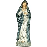 Roman - Madonna and Child Antiqued Figure, 32.5-inch Height, Resin and Stone Mix. Hand Painted, Collectible, Religious Figures