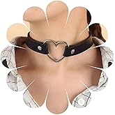 YienDoo Goth Black Choker Necklace Chain Vintage Leather Choker Silver Heart Pendant Necklace Velvet Choker Punk Necklace Rock Statement Heart Necklace Charm Jewelry Gift for Women