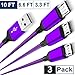 Micro USB Charger Cable 3-Pack (3.3/6.6/10FT),Nylon Braided Charging Power Cord for Samsung Galaxy S7 S6 Edge Plus S6+ S4 7 6,Note 5 4 A7 A9 A10 J5 J7 J8,LG K30 K20,Kindle Fire 8 10 Oasis Paperwhite primary