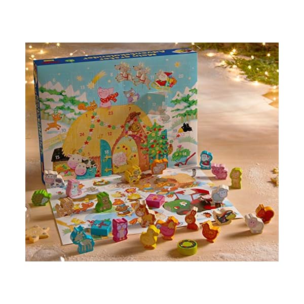 HABA Adventskalender – Weihnachten auf dem Bauernhof – 3D-Spielkulisse mit 24 liebevollen Holzfiguren – Weihnachtskalender für Kinder ab 2 Jahren - 1303156001 – Bild 4