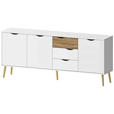Tvilum Diana Sideboard with 3 Doors and Drawers, White/Oak Structure