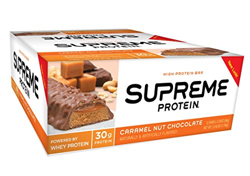 Supreme Protein Bar, Caramel Nut Chocolate, 30g Protein,  3.38 Ounce Bars (Pack of 12)
