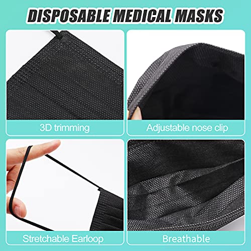 Black Disposable Face Masks(50 Pack) Medical Grade Face Masks for Women