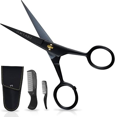 Ontaki 5" Beard Moustache Scissors German Steel With Comb Case